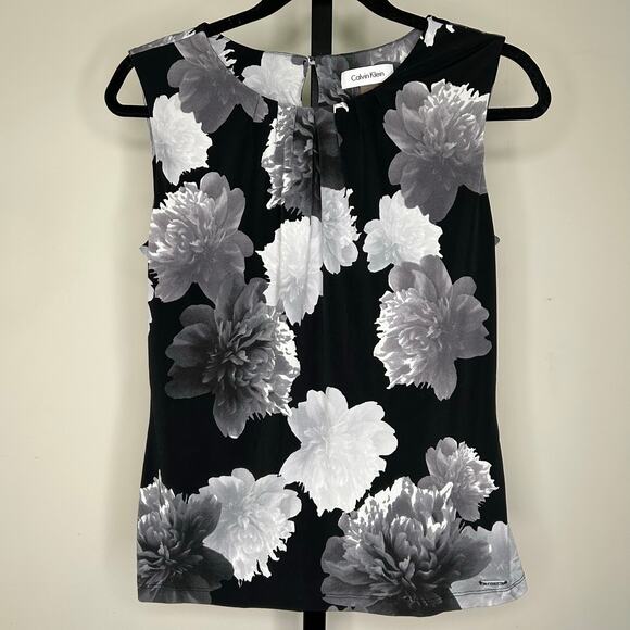 Calvin Klein‎ Sleeveless Blouse- Small- stretchy, gray black, dressy, summer - Picture 1 of 4